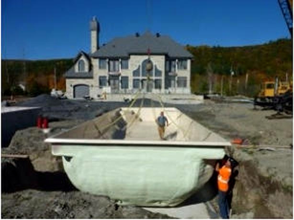 Fiberglass pool shell installation